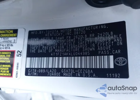 2020 Toyota Camry Xle V6 из США, поврежденный, VIN 4T1FZ1AK4LU044985